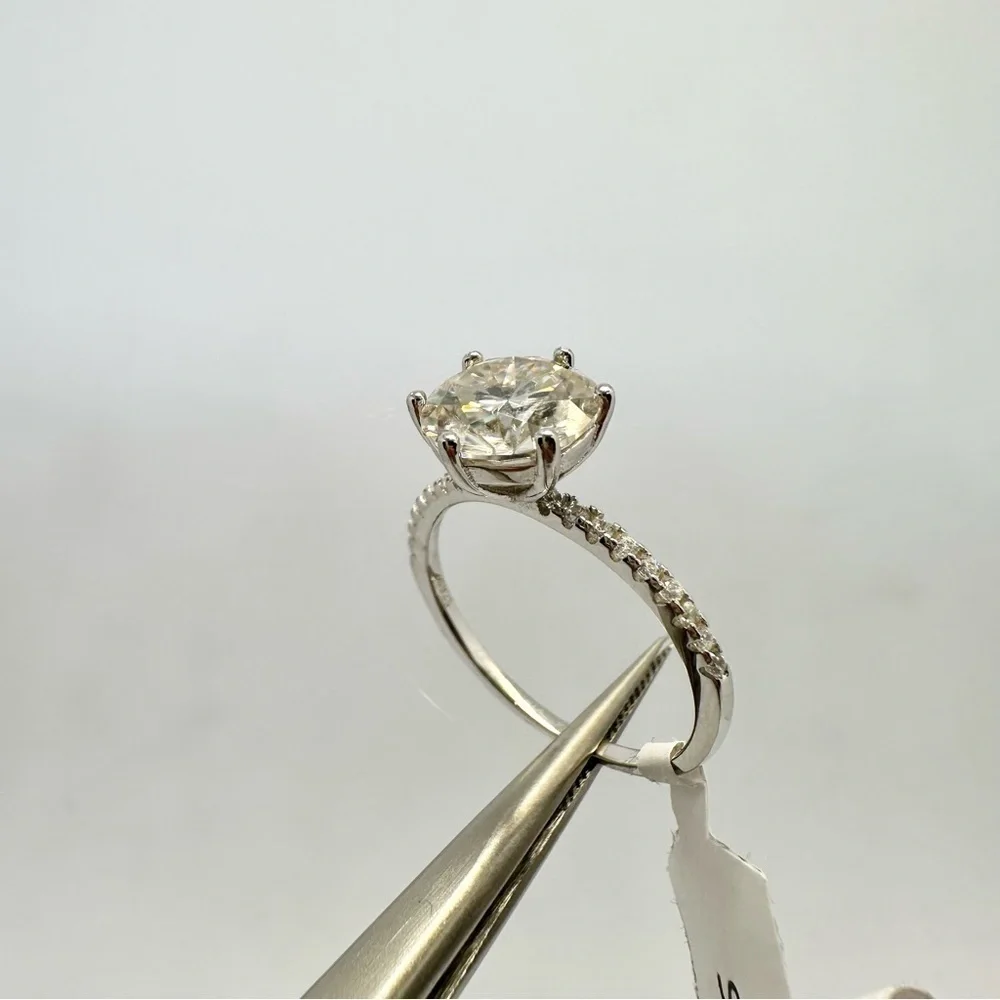 Moissanite Diamond Engagement Ring 3 Ct GRA Round Cut Wedding Jewelry Six Prong